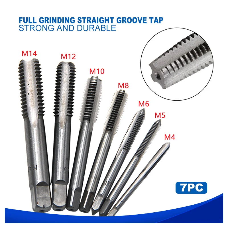 

5pcs/7pcs T-type Wrench Drill Set Hand Tapping Tools Machine Screw Thread Tap Twist Bit M3/M4/M5/M6/M8 Tap Set DIY Tool