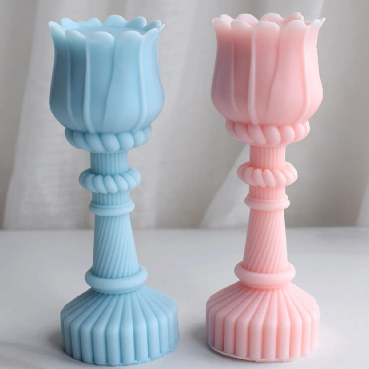 Tulipano colonna candela stampo in Silicone fai da te cilindro geometrico sapone resina gesso fare fiore cioccolato stampo decorazioni per la casa regali di nozze