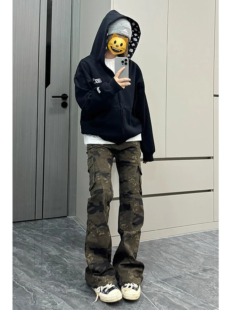 

Американские камуфляжные рабочие брюки в стиле ретро, мужские узкие свободные расклешенные джинсы CleanFit High Street, молодежные износостойкие и не болится...