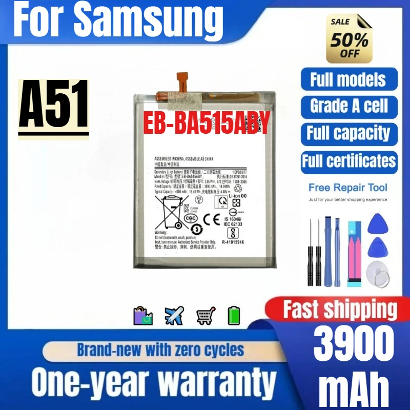 EB-BA515ABY for Samsung A51 Mobile Phone Battery 0 Cycle High Quality High Capacity Replacement Bateria Grade A Cell with Tools