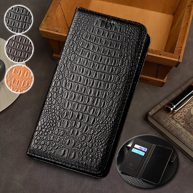 

Genuine Leather Phone Case For Samsung Galaxy M13 M23 M33 M53 M55 M14 M15 M34 M54 4G 5G Crocodile Back Pattern Flip Cover Case