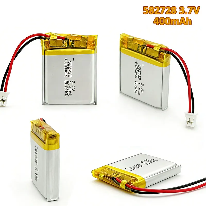 Li-Polymer 582728 3.7V 400mAh Rechargeable Battery Eco-Friendly Lipo for Bluetooth Earphone Case Mini Speaker Night Light