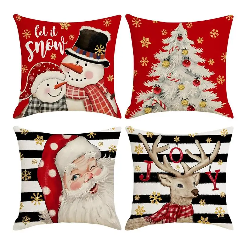 Christmas Pillow Cover Merry Christmas Santa Claus Snowman Decor Thanksgiving Day Pumpkin Cushion Cover for Home Party Supplies