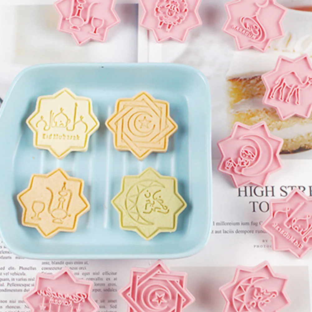 10 قطعة ثلاثية الأبعاد قوالب كوكي الصلبة عيد مبارك أدوات الخبز لفندان الشوكولاته الحلوى رمضان الحلوى المطبخ مخبز استخدام #5