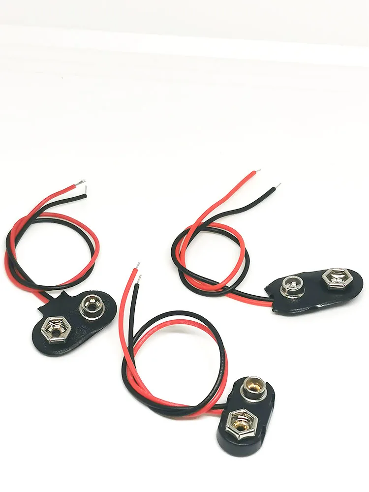 10 pièces 15cm noir rouge câble connexion 9V batterie Clips connecteur boucle