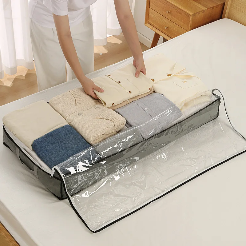 

1pc Large Under Bed Storage Bag with Easy-Carry Handles - Breathable, Collapsible Organizer for Clothes, Quilts & Linens