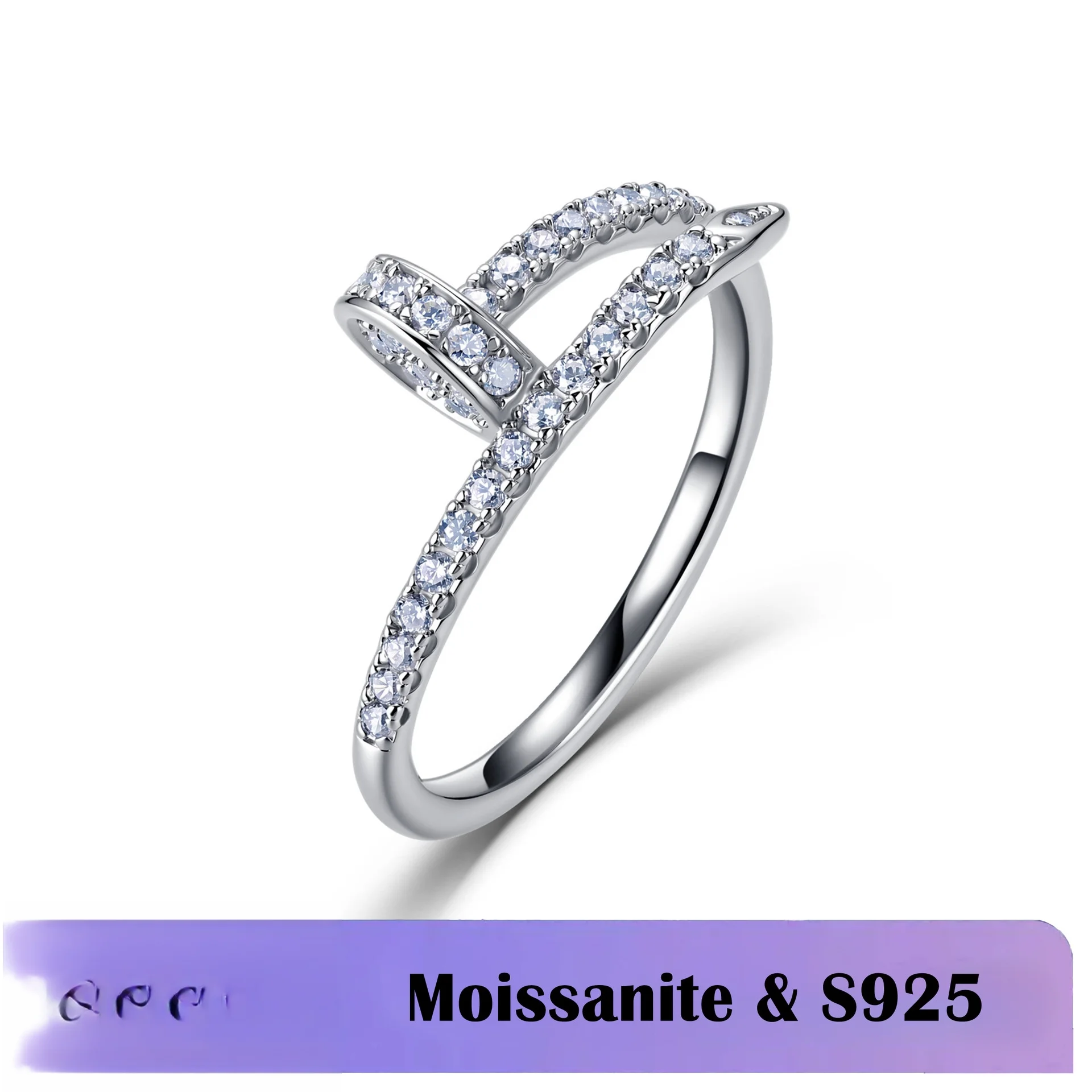S925 Sterling Silver Cross Twist D Color Moissanite Ring, 0.5CT Stackable 18K Gold Plated Women Wedding Jewelry