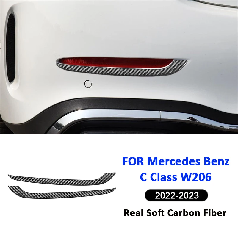 

For Mercedes Benz C Class W206 2022-2023 Carbon Fiber 2PCS Car Rear Light Taillight Eyebrow Trim Strips Decoration Sticker