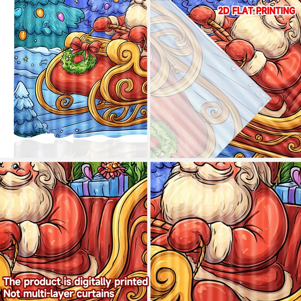 2D الطباعة المسطحة 2 قطعة ستائر عيد الميلاد الشتاء عيد الميلاد ثلج دائم ألياف البوليستر الربيع استخدام للمنزل جدار ساحة الاستخدام ل