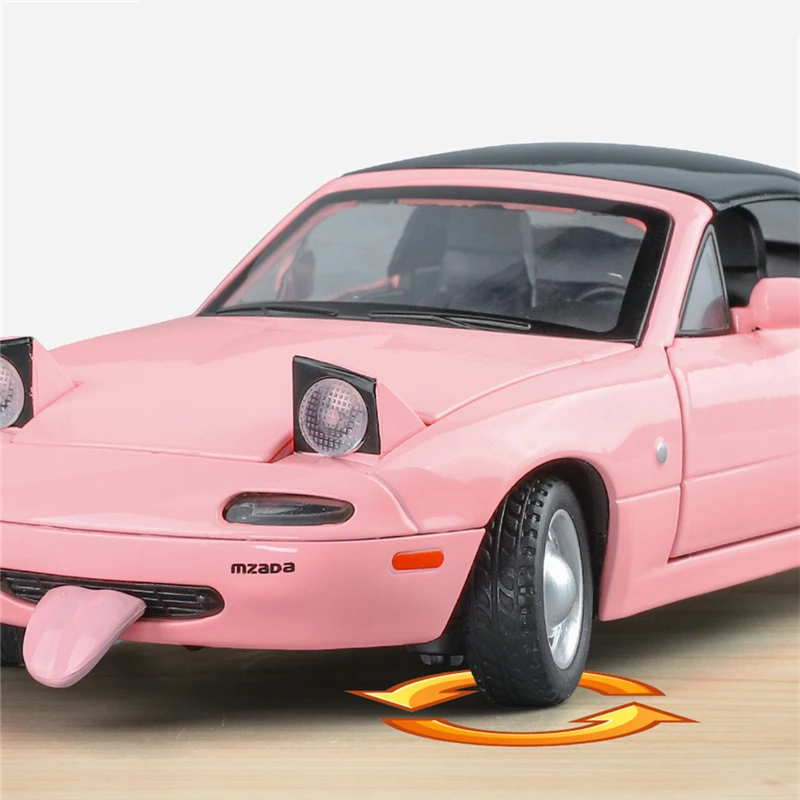 1:24 MAZDA MX-5 Alloy Sports Car Model Diecast Metal Race Car Vechiles Model Sound and Light Simulation Collection Kids Toy Gift