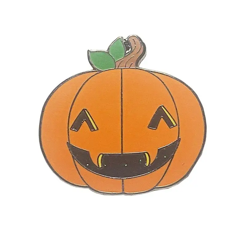 Trader green and orange cool funny cartoon Halloween pumpkin pin black nickel hand enamel zinc alloy make an enamel pin For Gift