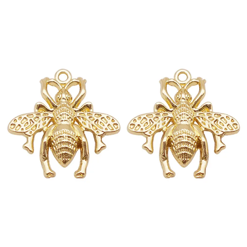 GraceAngie 4PCS Creative Zinc Alloy Bee Charms Necklace Golden Honeybee Insect Pendant DIY Bracelet Crafts Jewelry Accessory