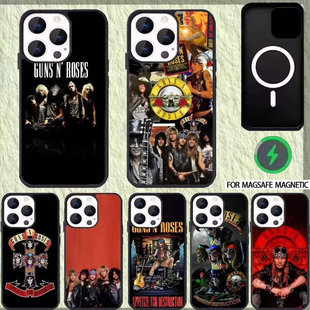 

Band Guns N Roses Phone Case For iPhone 17,16,15,14,13,12,Plus,Pro,Max For Magsafe Magnetic Wireless Charge
