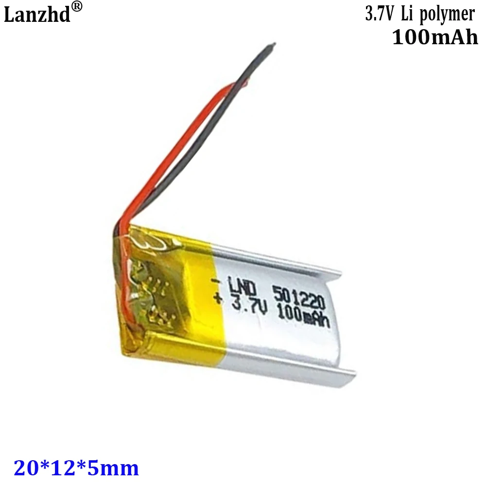 3.7V battery 501220 100mAh For Bluetooth headphones smart ring 3D glasses selfie stick ultra-thin suitable electronic blood