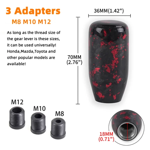 Imagen 2 del producto RASTP-perilla de palanca de cambios de fibra forjada Universal, perilla de cambio cilíndrica y esférica para la mayoría de los accesorios de decoración de automóviles SFN091