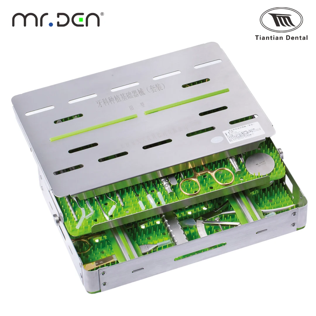 TIANTIAN Dental Implant 26Pcs Tool Kit Oral Surgery Basic Set with Disinfection Box