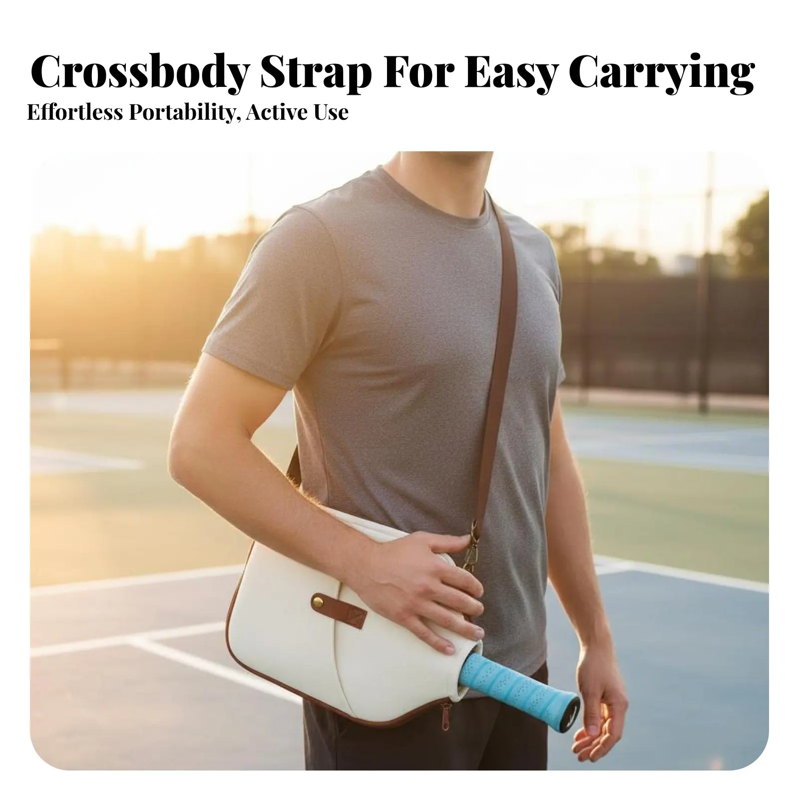 Pickleball Paddle Bag Fashionable Design Pickleball Crossbody Bag Racket Sport Accessory Adjustable Shoulder Strap Long-Lasting view 2