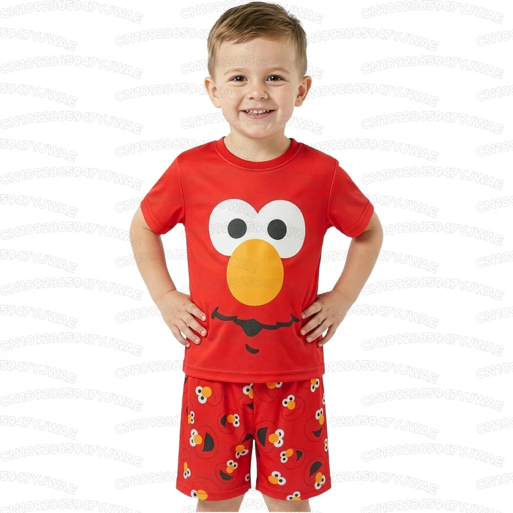Get Trend Sesame Street Children's Set 2-Piece Summer with Short Sleeve T-Shirt+Shorts Comfy Sleepwear Boy Gift Set