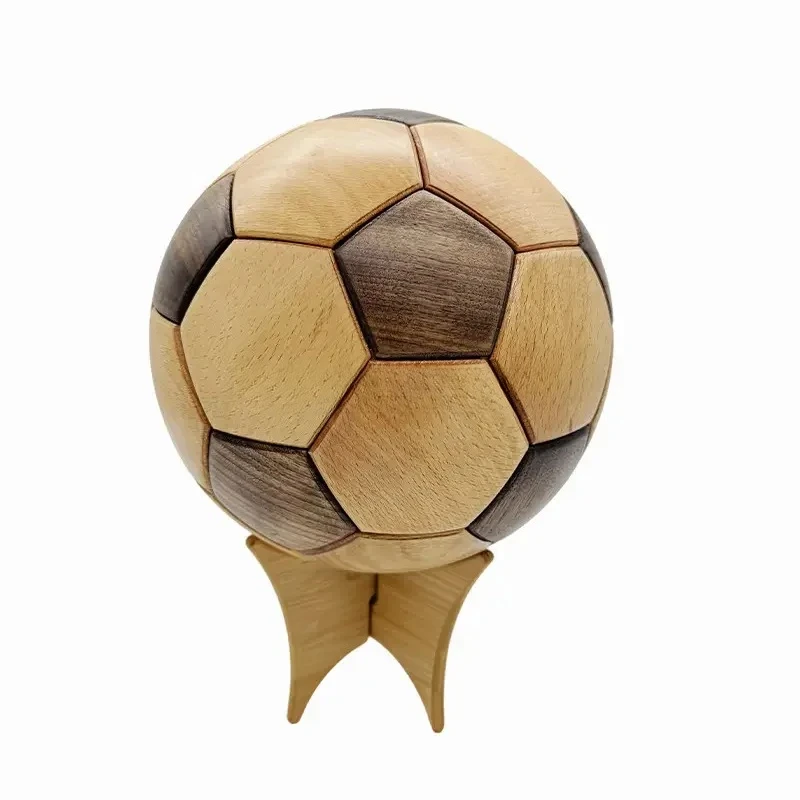 

Wooden Crafts Handmade Art Assembly Tabletop Decoration Office Creative Wooden Football Decoration