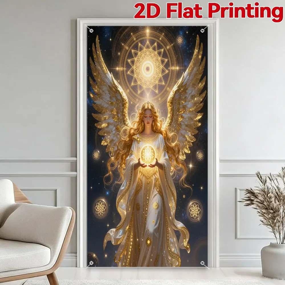 

Религиозный христианский баннер на дверь с изображением ангела, полиэстеровый, для входной двери, гостиной, декора для вечеринок