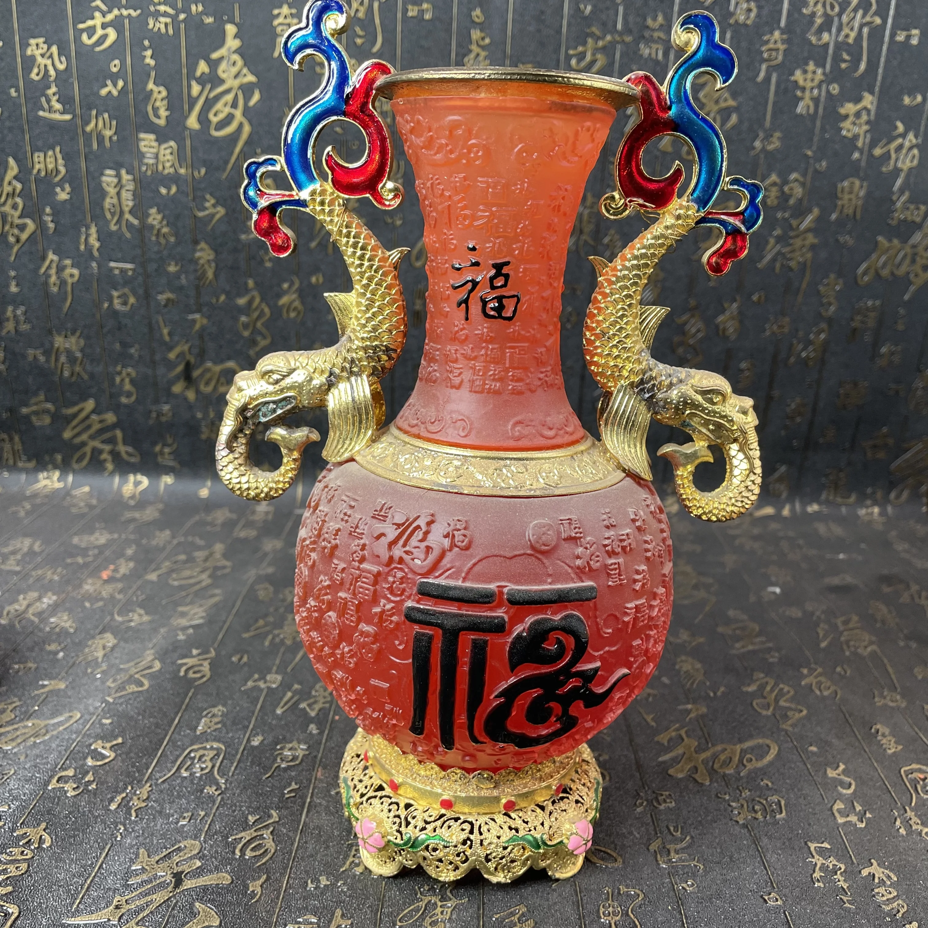 

Ваза Shuanglongfu с медными позолоченными цветами, инкрустированными цветами и перегородчатыми украшениями для стола на крыльце