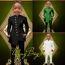 African Style Boys Wedding Tuxedo 2-piece Set Kids Suit Long Jacket Pants Single Breasted 2-16 Years Old Custom Suit Child