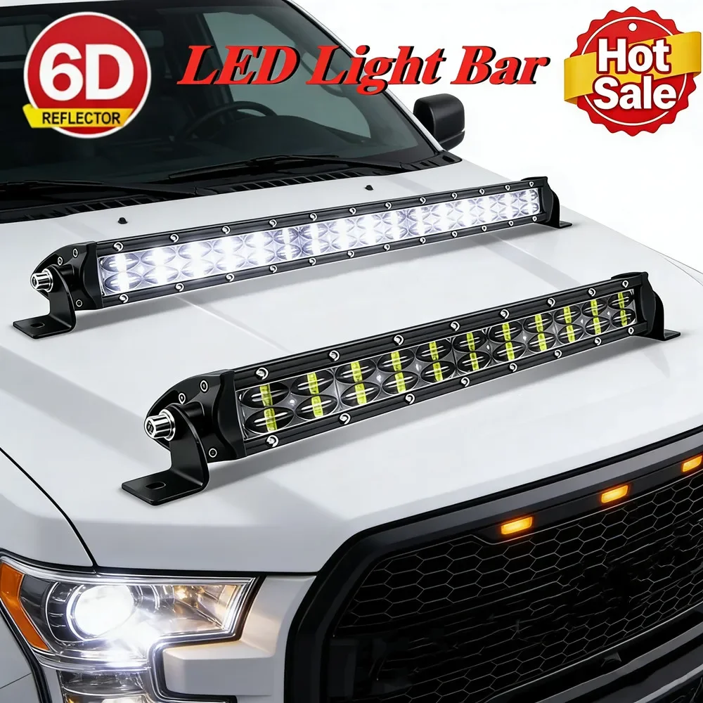 6D LED Light Bar Off Road 8'' 14'' 20'' DRL Fog Running Led Lights for Auto 4WD Boat ATV Truck Led Work Light 4x4 Led Bar