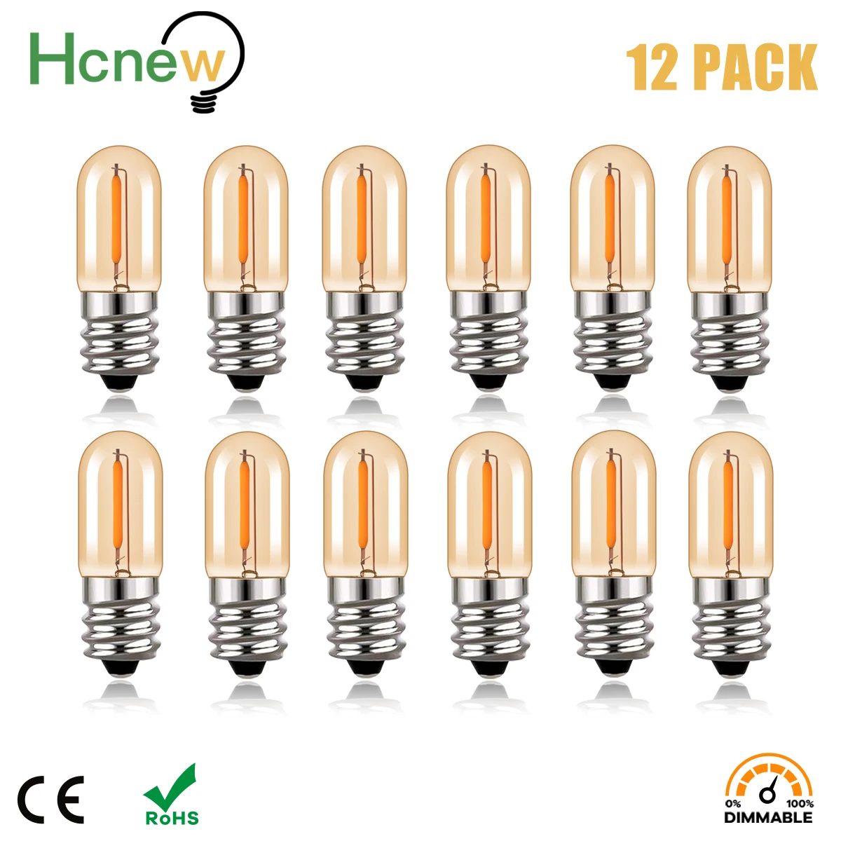 

Hcnew Dimmable E12 Led Filament Night Lamp T16 0.6W E14 candelabra base Warm white 2200K Amber Glow 220V LED candle lamps