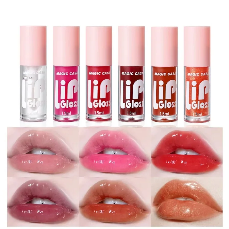 6-Pack Set Mirror Lip Gloss Moisturizing Lasting Pudding Lip Gloss Hydrating Waterproof Glossy Lip Gloss Makeup Lip Cosmetics