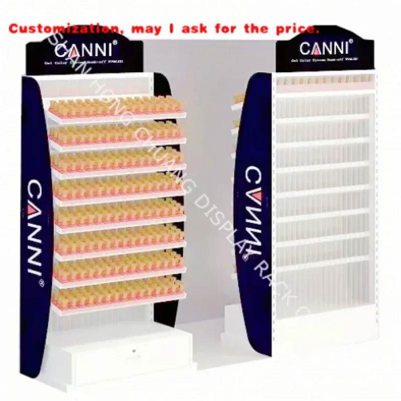 custom.Custom Beauty Store Display Rack Stand Shelf Cosmetic Skin Care Products Featuring Lipgloss Nail Polish Perfume Essen