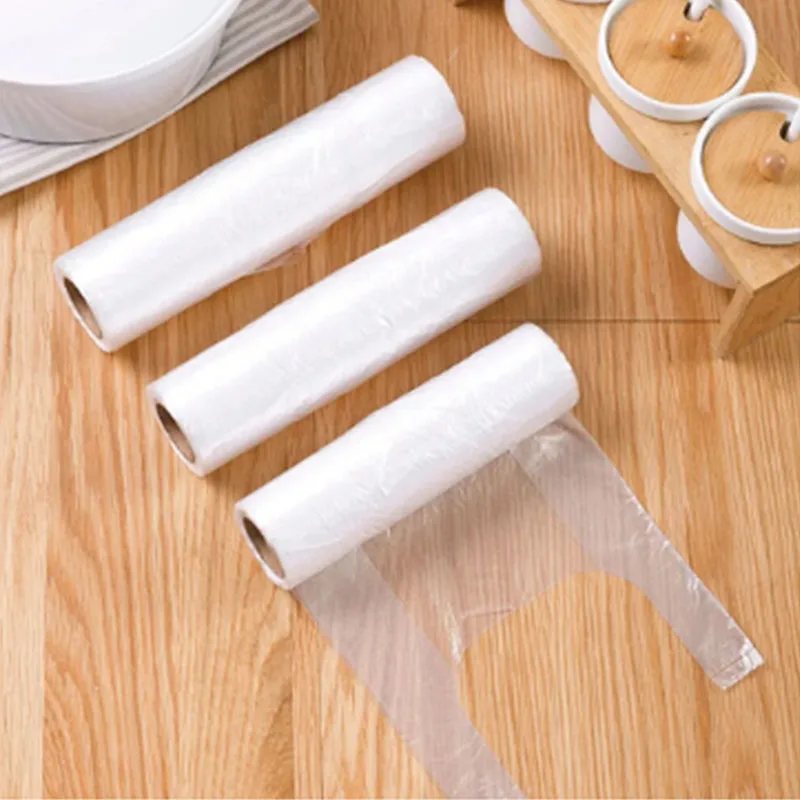 100pcs/set Vegetable Food Plastic Freezer Bag Roll Heavy Duty Disposable Food Storage Bag Freezer Bags Home Kitchen Organizer