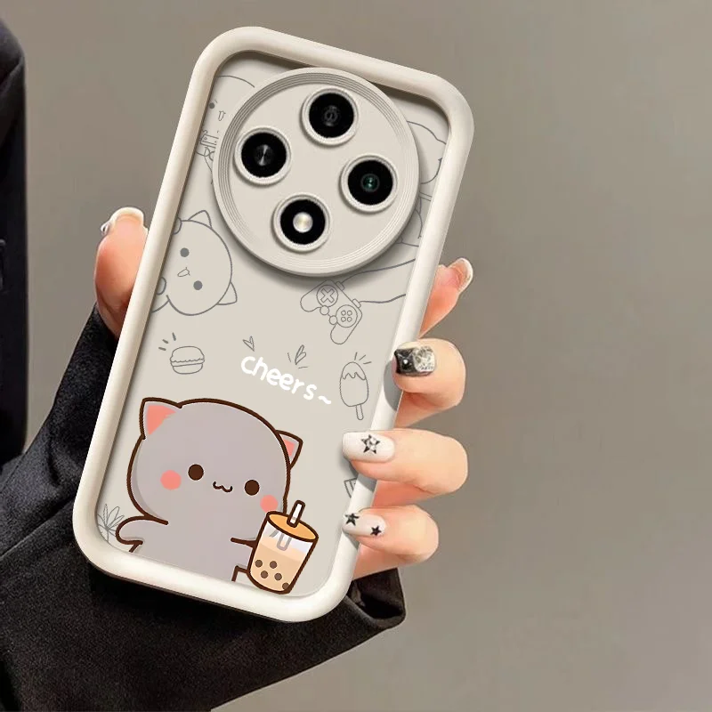Cartoon Kat Paar Case voor Honor Huawei 200 70 90 Lite X9 P20 P30 P40 P50 Nova 10 SE Mate 20 Pro Schattige Dieren Gekoppelde Soft Covers