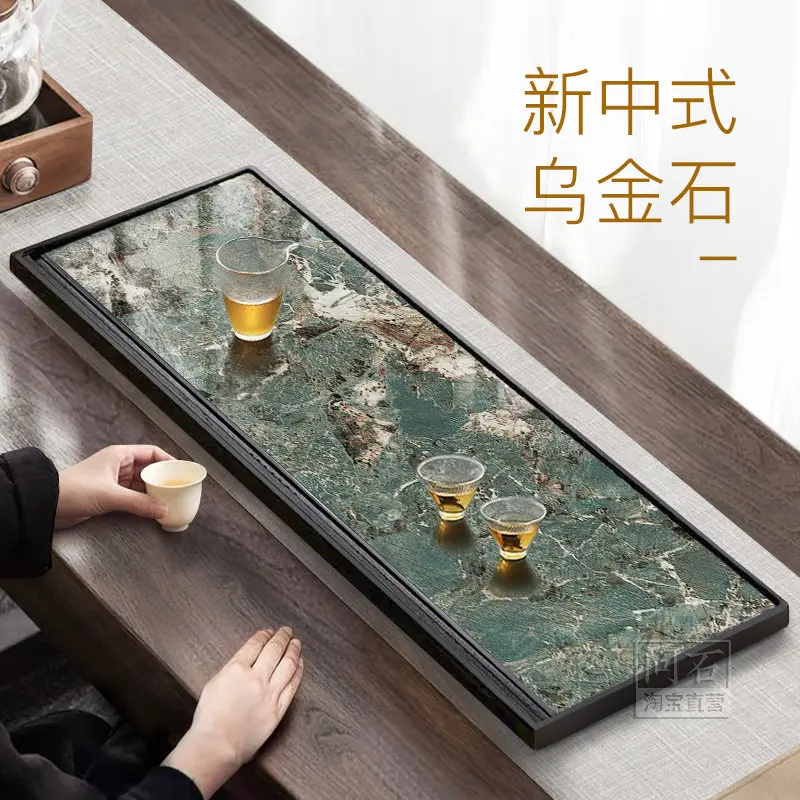 Natural Wujin Stone Tea Tray Whole Piece Stone Cha Hai Luxury Simple Rock Slab Tea Table for Home Office Kung Fu Teaware