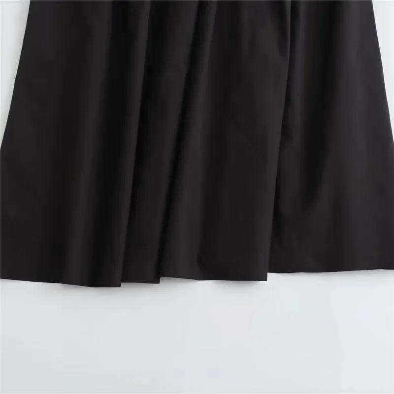 TRAF 2024 Women\'s Skirt Black Long Skirt Woman Spring Loose Elegant Skirts For Women Casual Social High Waist Midi Skirt