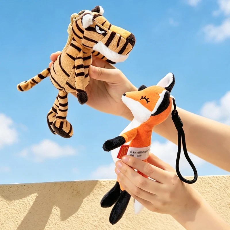 1Pc 20cm Lovely Tiger Fox Lion Rhinoceros Plush Toys Kawaii Animal Dolls Table Companion Doll Birthday Christmas Gift