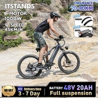 ISTANDS RX26 1000W 50KM/H Mountain Electric Bicycle 26 Inch 3.0  Fatbike 48V20AH Lithium Dual shock Electric Bike For Adults