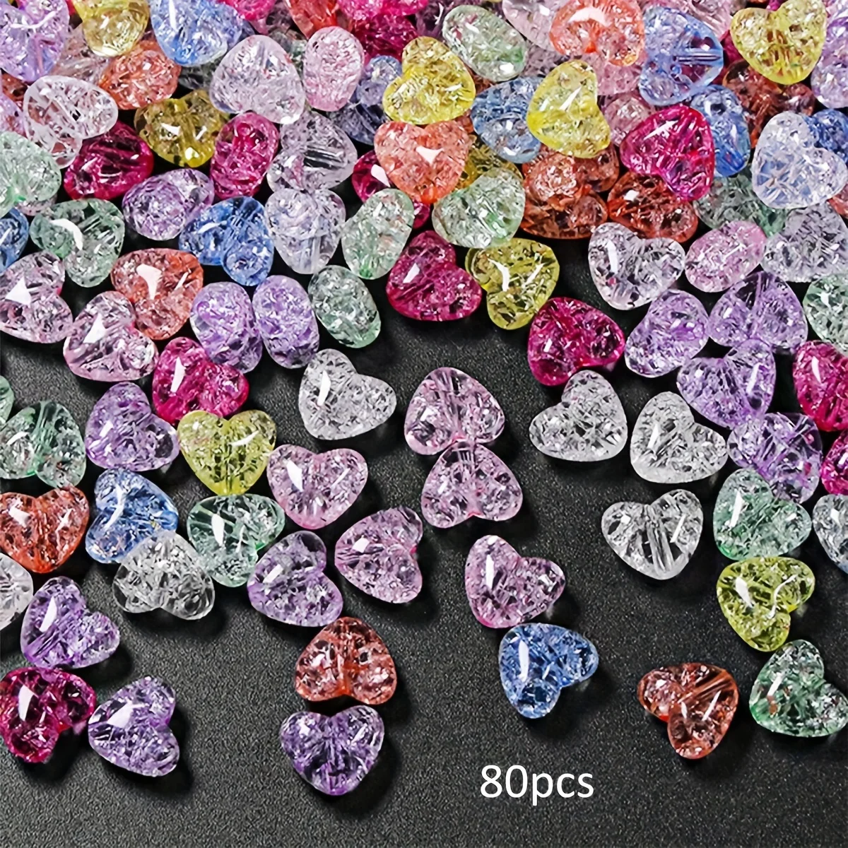 خرزات متفرقعة على شكل قلب ونجمة لصنع المجوهرات ، قلادة مصنوعة يدويًا ، أقراط ، سلسلة مفاتيح ، ملحقات هاتف ، تصنعها بنفسك ، 10: 80