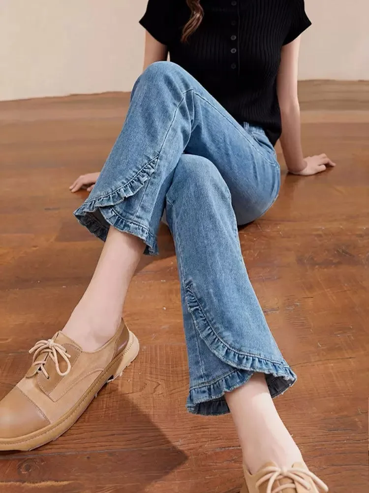 

Blue Bell Bottom Denim Jeans Women's High Waist Slimming Drapey Versatile Casual Pants Spring Summer New Arrival