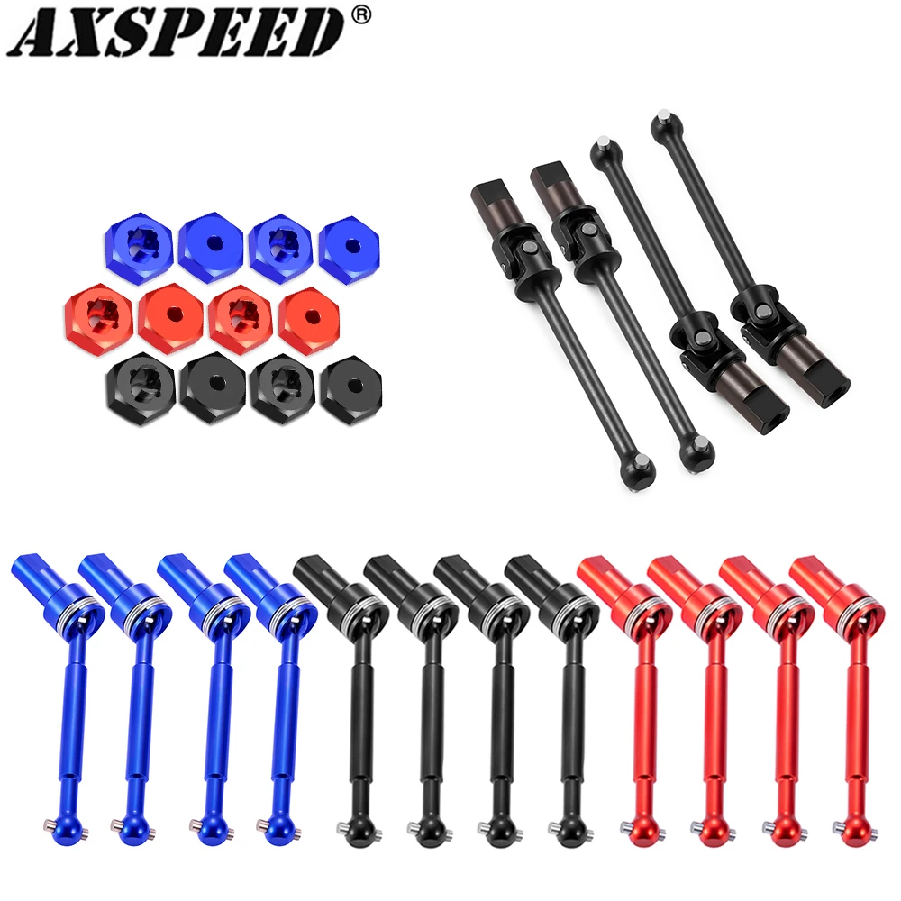 

AXSPEED Aluminum Alloy Front Rear CVD Drive Shaft and Wheel Hex Adapter for 1/18 T-raxxas Latrax Teton Upgrade Accessories