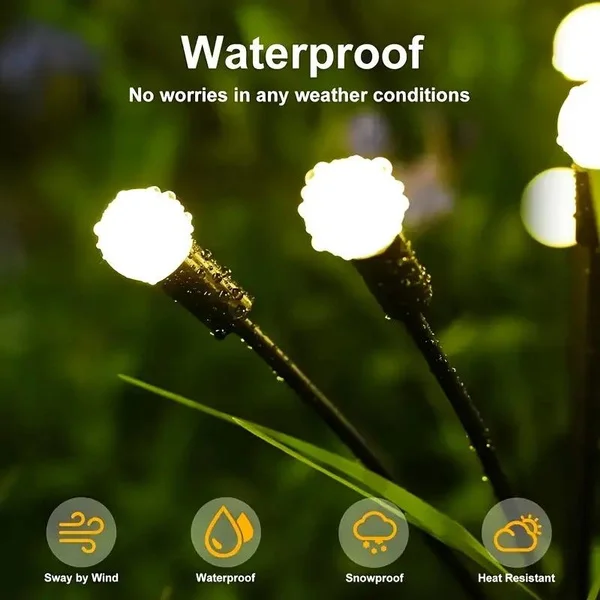 Lampada da giardino solare per esterni Firefly - Tipo di presa a terra a LED azionato dal vento per luci da giardino, prato, paesaggio, decorazioni natalizie