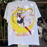 2025 Summer Cotton Fabric Japanese Sailor Moon Water Ice Moon Ins Short Sleeved Men Women T-shirt Niche Loose Harajuku Trend