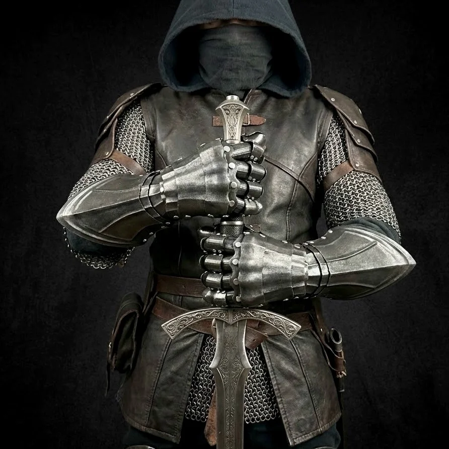 Knight 3D Printing Mechanical Long Gloves Armor Cyberpunk Cosplay Prop Handsome Gothic Retro Style Guards