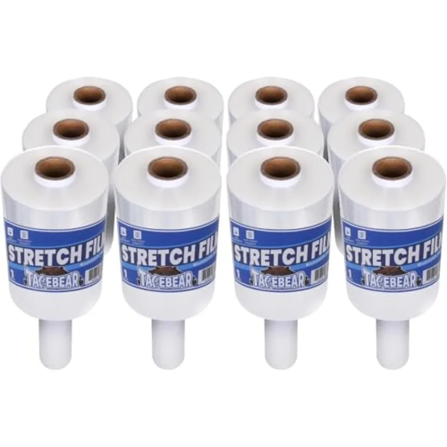 

12Rolls Stretch Wrap Film 1000Feet Shrink Wrap Roll with Handle 60 Gauge Thick Durable Self-Adhering Plastic Wrap Industrial St