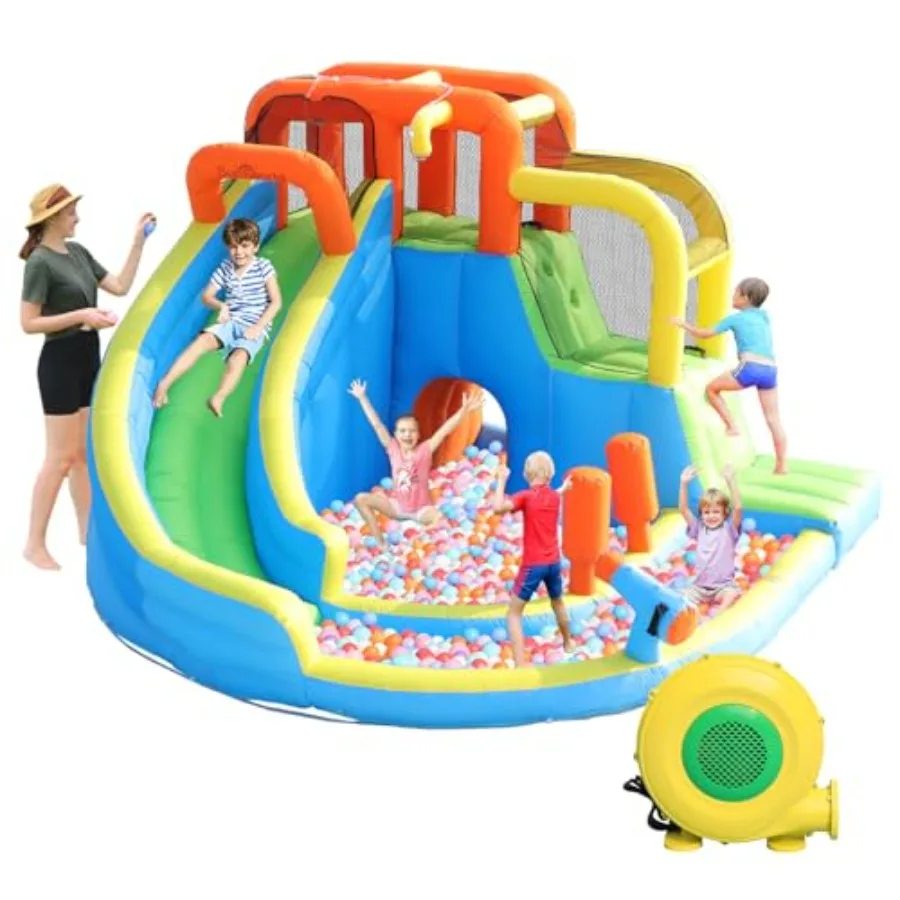 Opblaasbaar waterglijbaan springhuis voor opblaasbaar waterpark met splash zwembad springkasteel voor waterbounce in de achtertuin