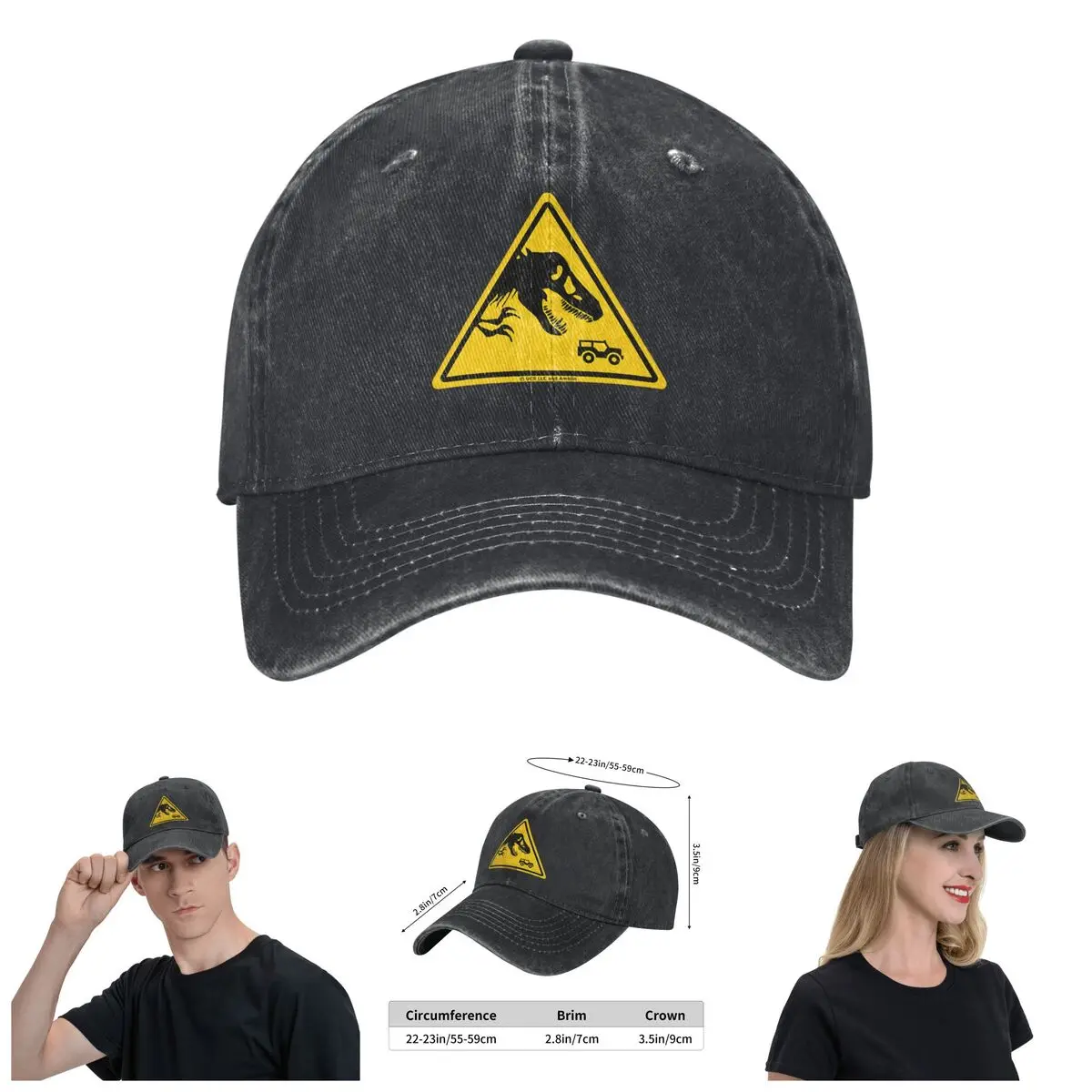 

Washed Men's Baseball Cap Eccentric Trucker Snapback Caps Dad Hat Jurassic Park Golf Hats