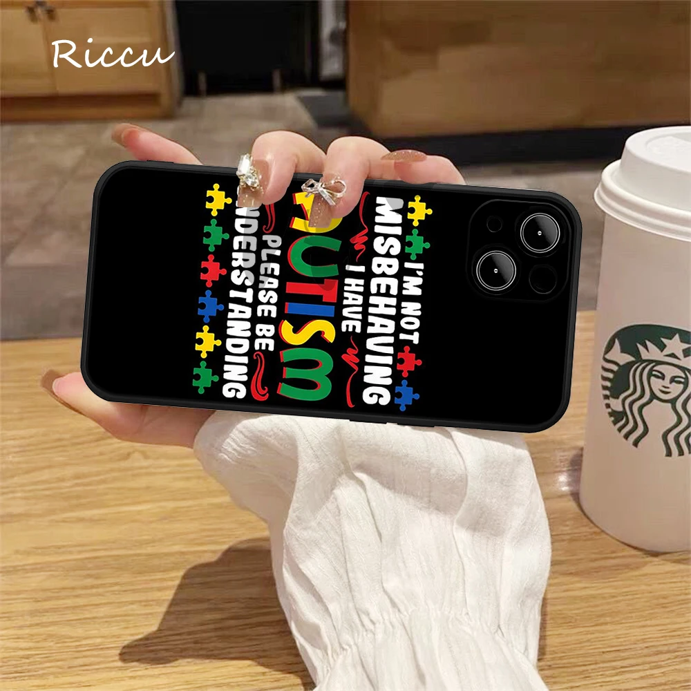 FOR IPhone 14 Autism Support Puzzle Soft Case for Iphone 15 14 11 12 Pro 8 7 15 Plus X 13 Pro MAX SE2020 XR XS RICCU Soft Covers