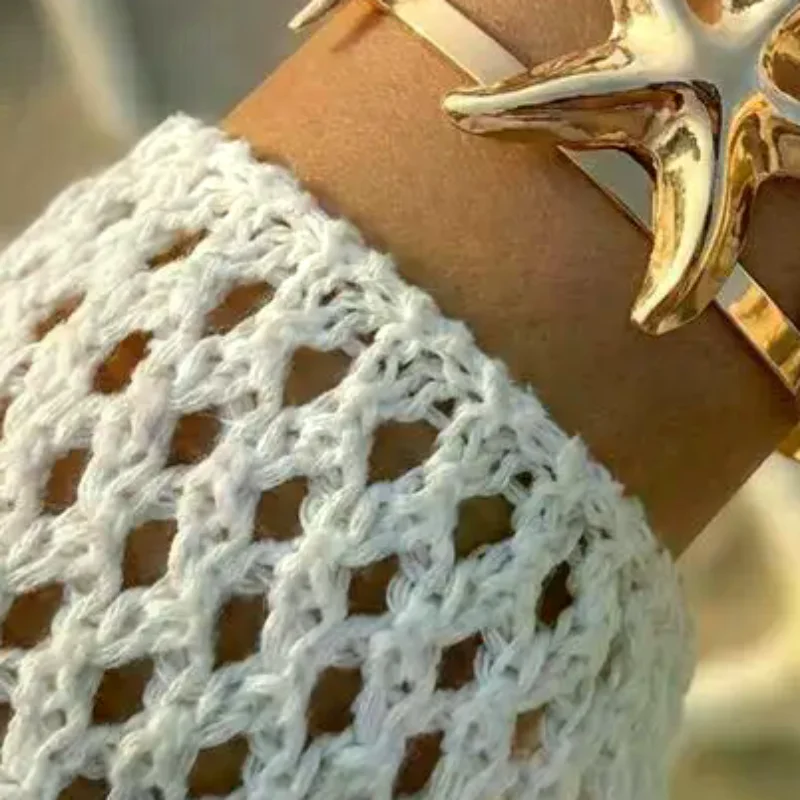 Bohemian Beach Starfish Seashell Open Arm Bracelet Trendy Women's Vacation Style
