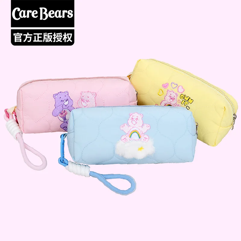 New Anime Care Bears Plush Printed Stationery Bag Cartoon Wrist Bag Colorful Cute Cloud Letter Makeup Bag Paired with Girl Gift