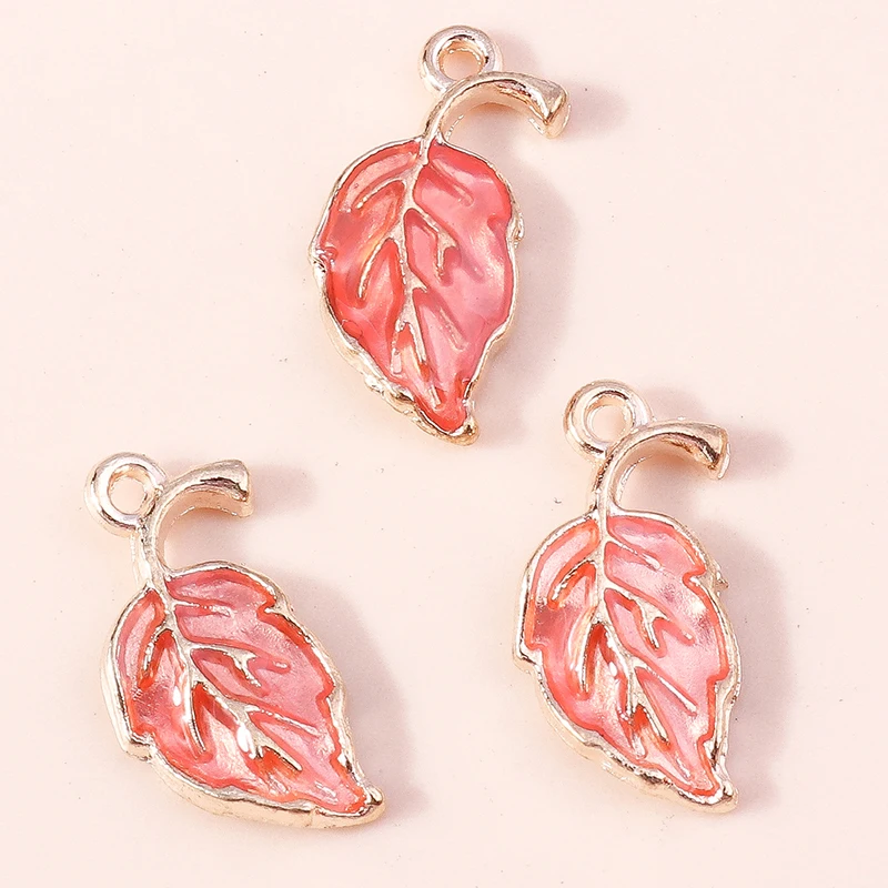 20 Stück 9 x 19 mm niedliche Emaille-Pflanzenbaum-Blatt-Charms-Anhänger für Schmuckherstellung, Halsketten, Ohrringe, Armbänder, DIY-Bastelzubehör – Detail 5