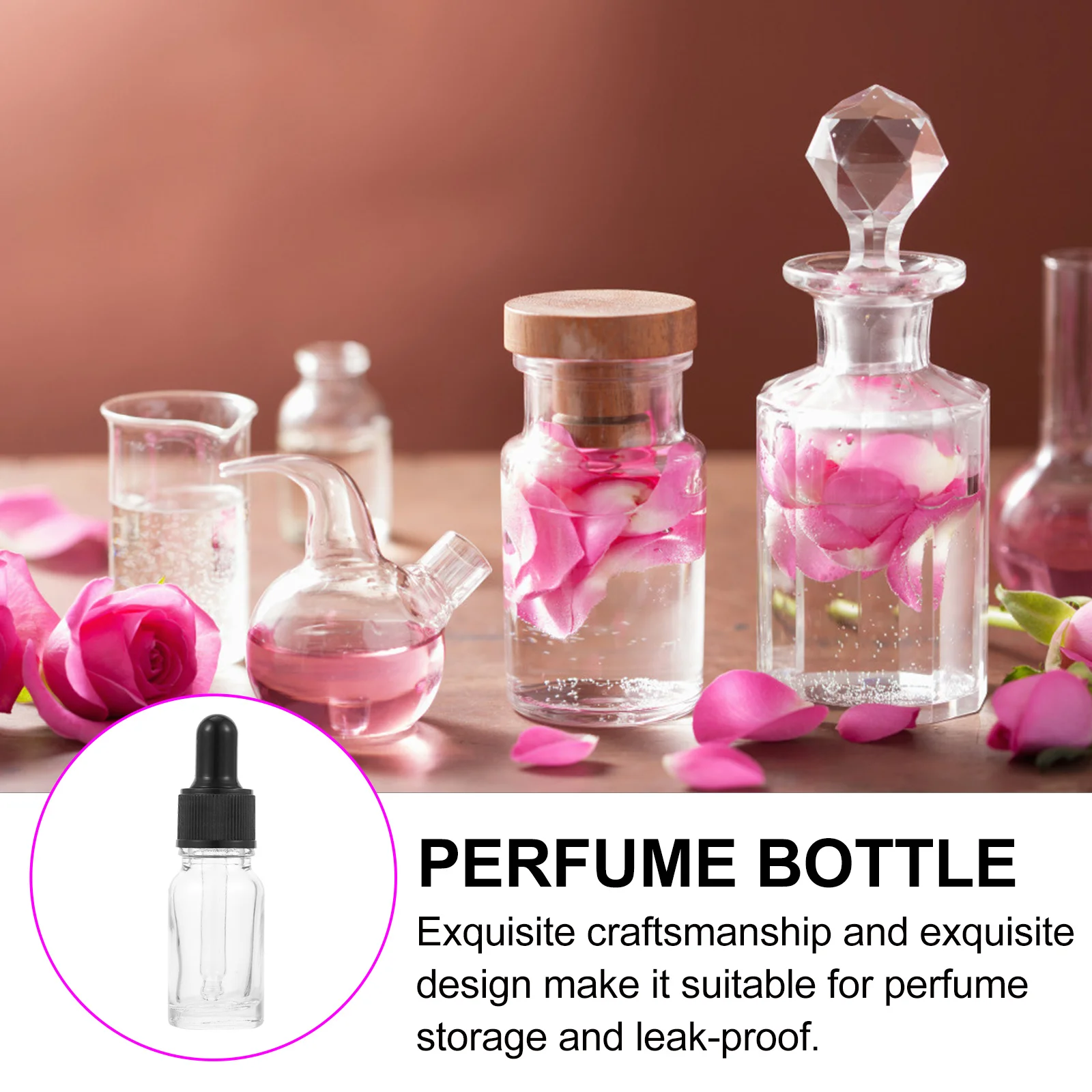 

10Pcs Essential Oil Bottle Glass Dropper Compact Refillable Travel Subpackaging Container for Fragrance Oils Dropper Bottle